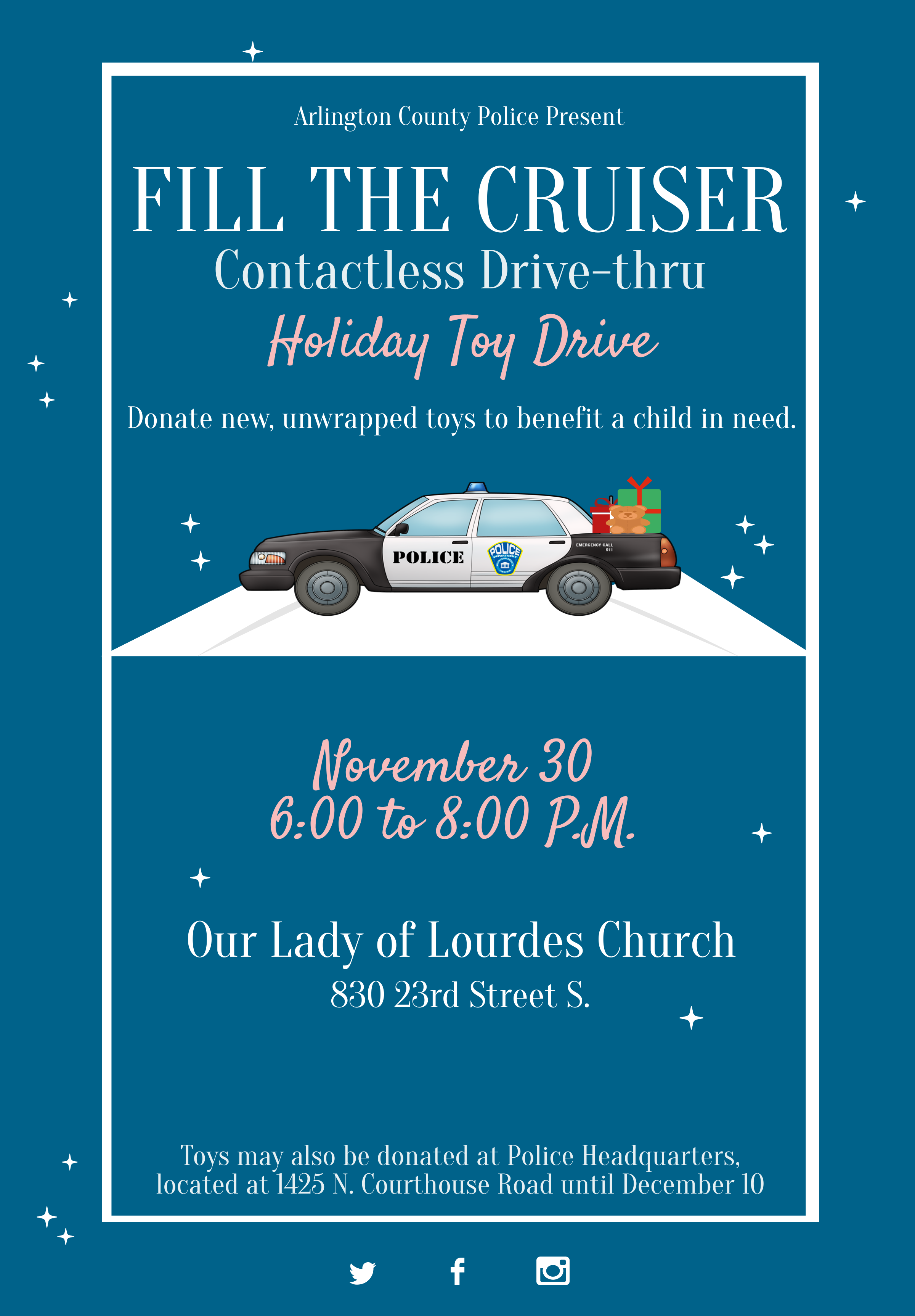 poster for arlington count police department toy drive