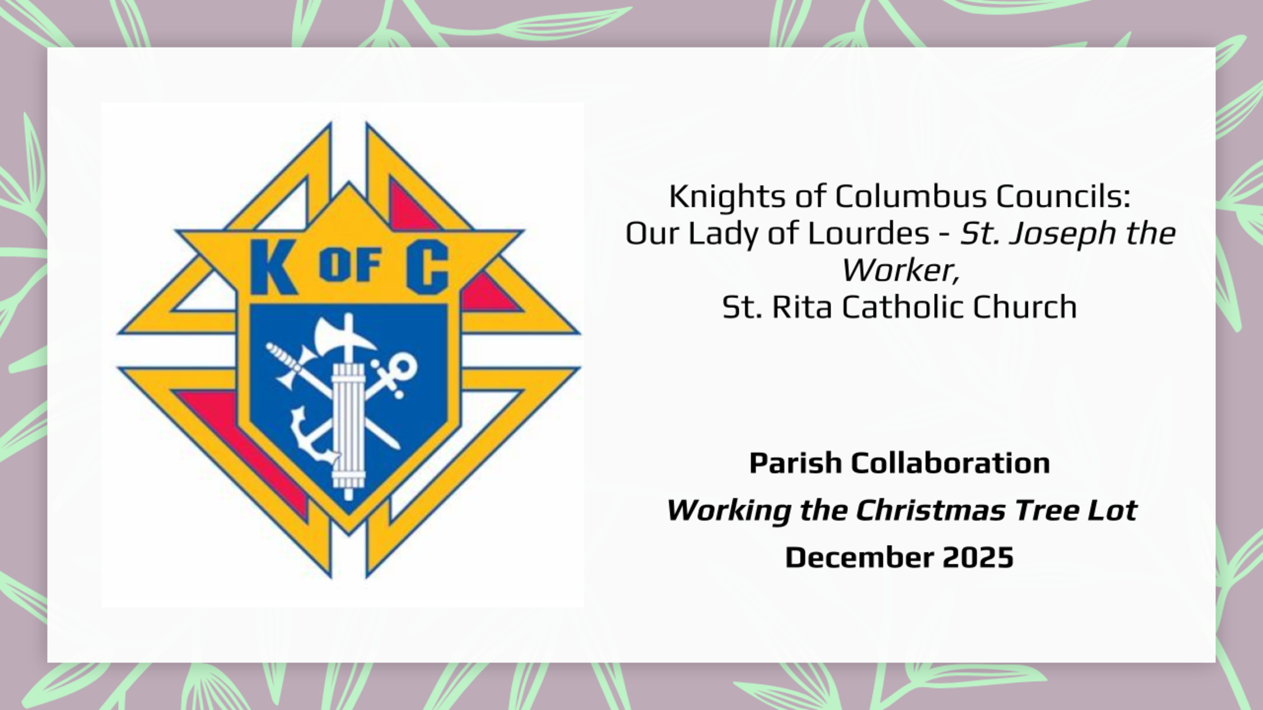 Knights Of Columbus Christmas Tree Lot Highlights 2025 S.pptx