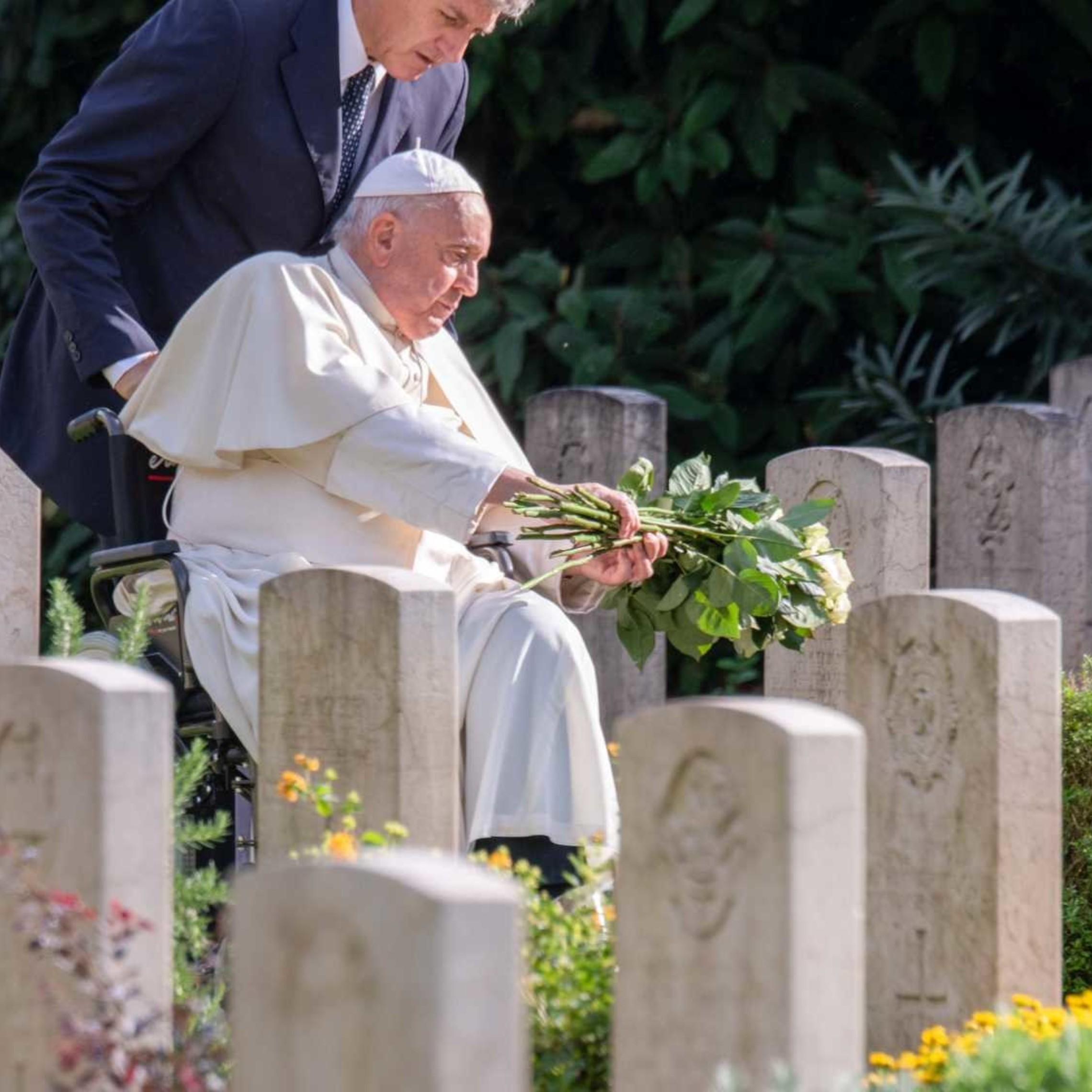 Pope Laying Flowers At Cementery