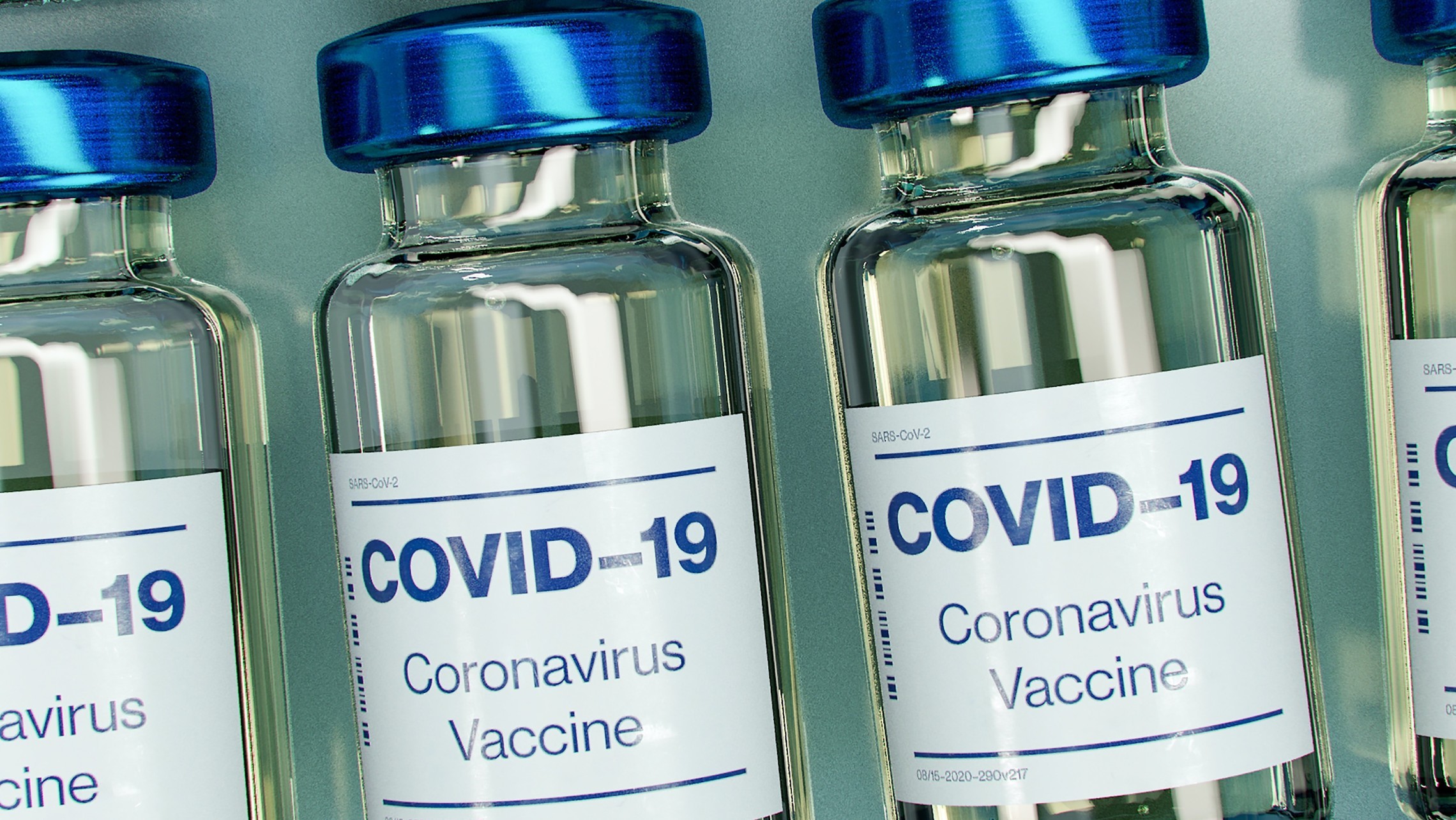 glass bottles with vaccine for Covid-19