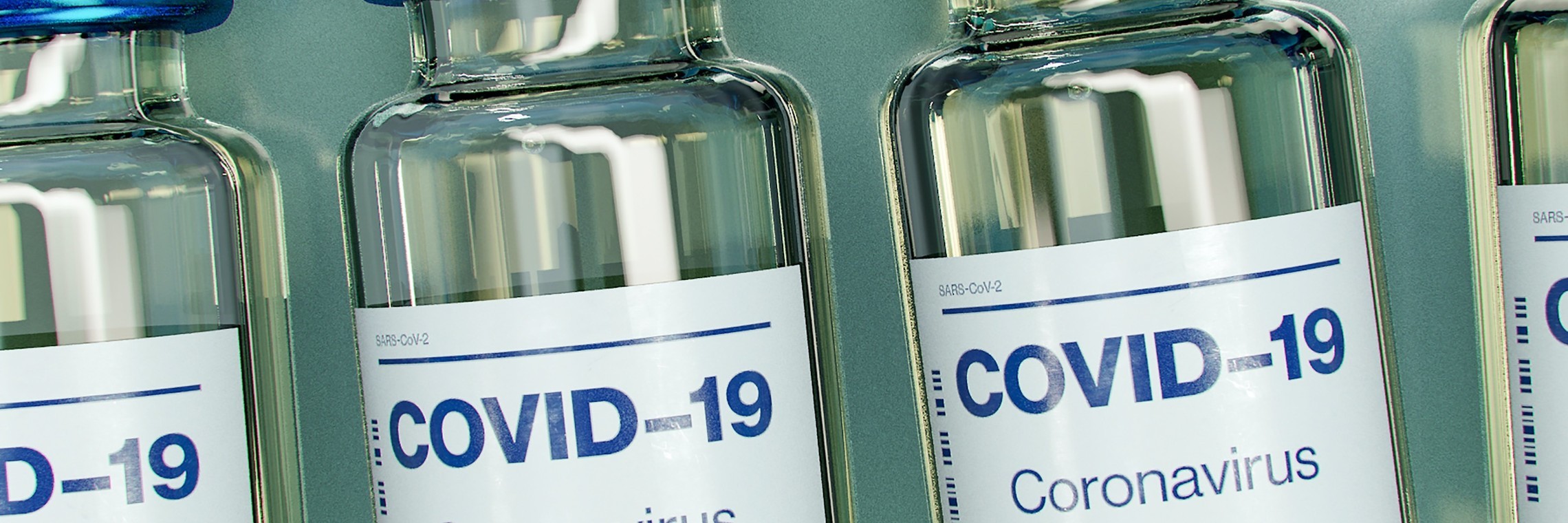 glass bottles with vaccine for Covid-19