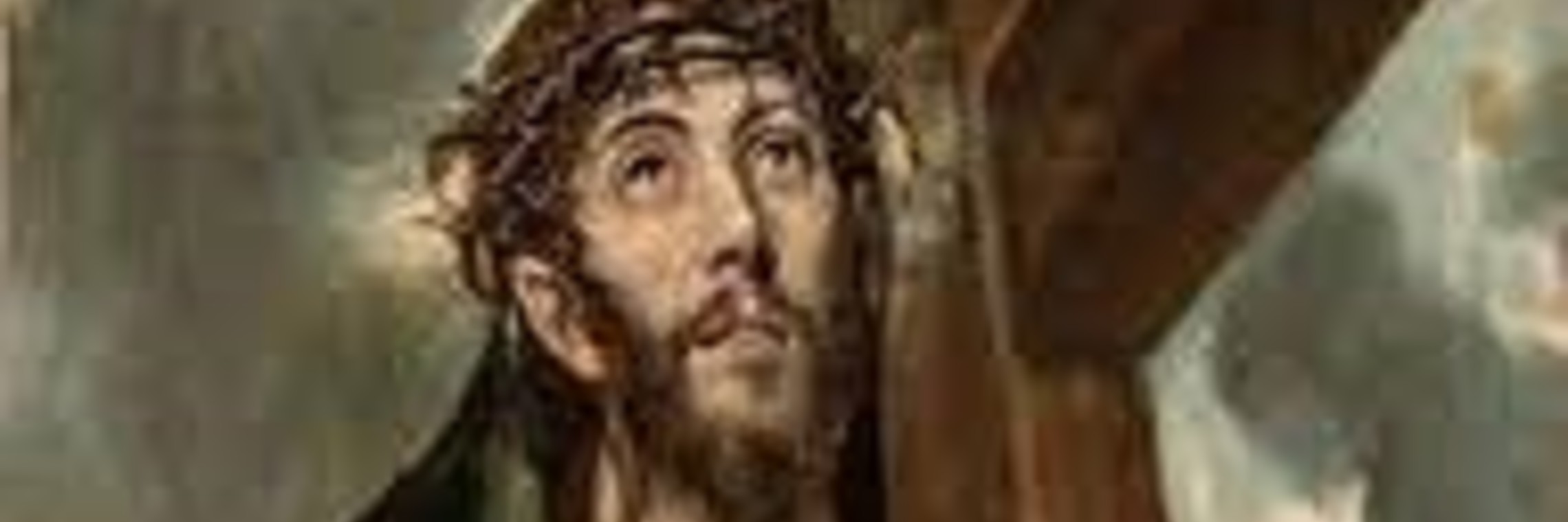 color drawing of Jesus holding the Cross
