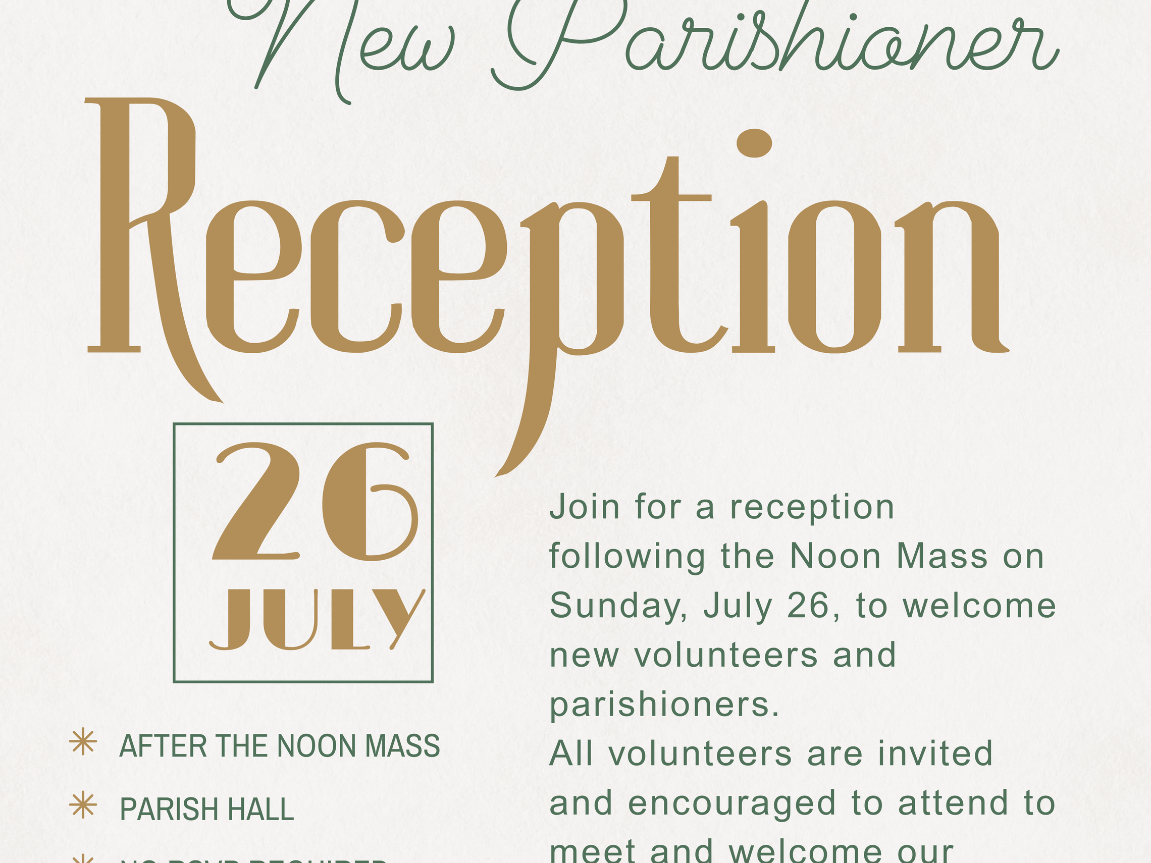 New Volunteer New Parishioner Reception